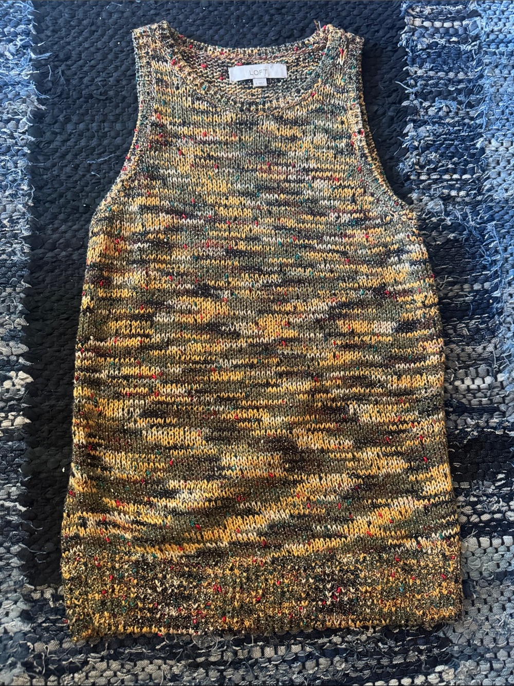 LOFT Multicolor Speckled Knit Tank - Yellow & Green Tones